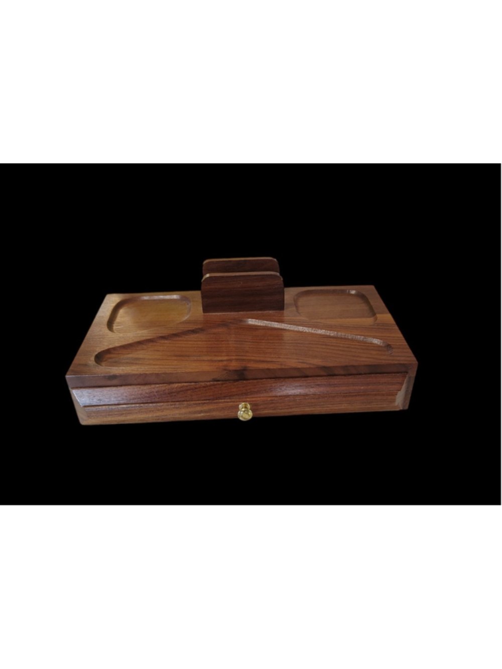 Wood Dresser Valet Or Office Organizer 11.5”L x 7-6/1" W x 2” T, 3 Compartments